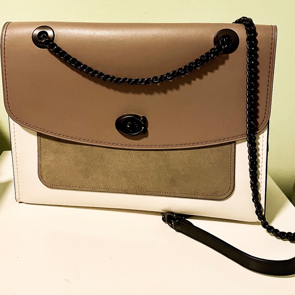 COACH Parker Color-Block Large Leather & Suede Shoulder Bag